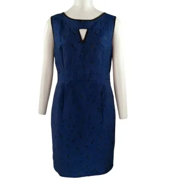 Robe bleue sans manches motif ajouré Jus d’Orange – Taille S, zip doré A955