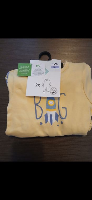Lot de deux pyjamas garçon pieds antidérapant 74 cm 12 mois