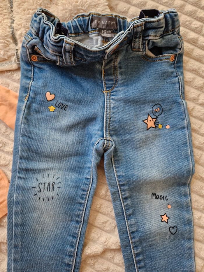 Ensemble veste t-shirt et jean beige bébé fille Tao - photo numéro 3