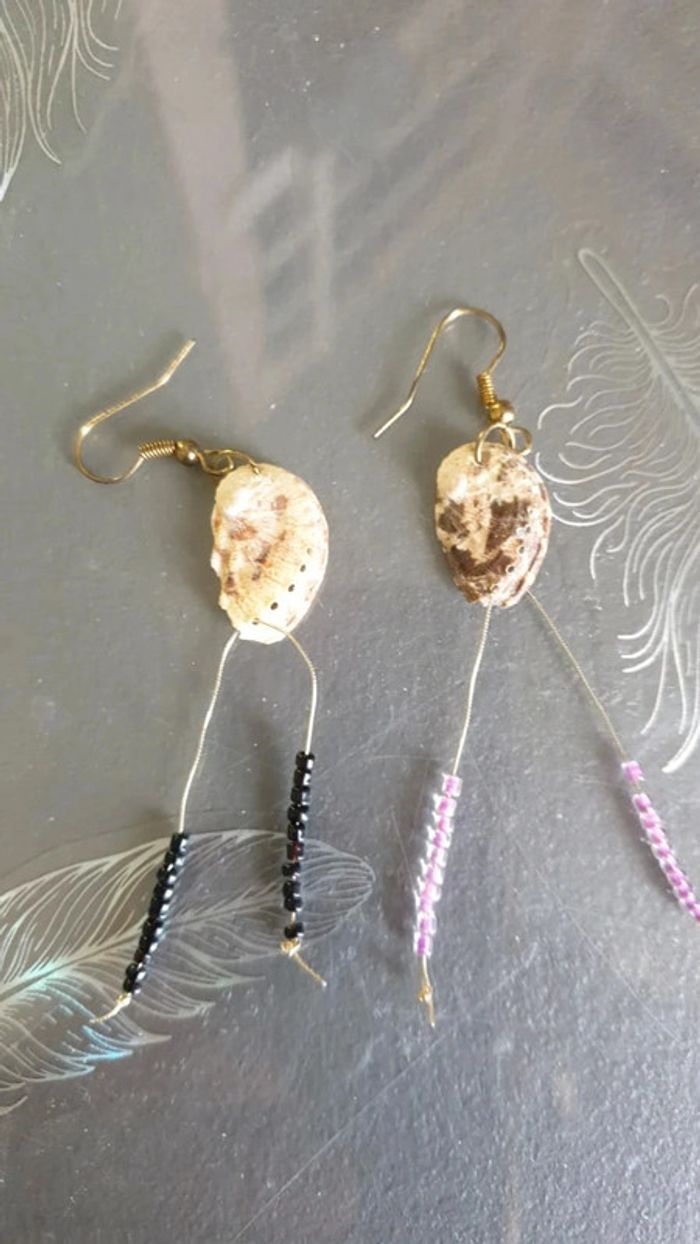 Boucle d'oreilles artisanale en coquillage