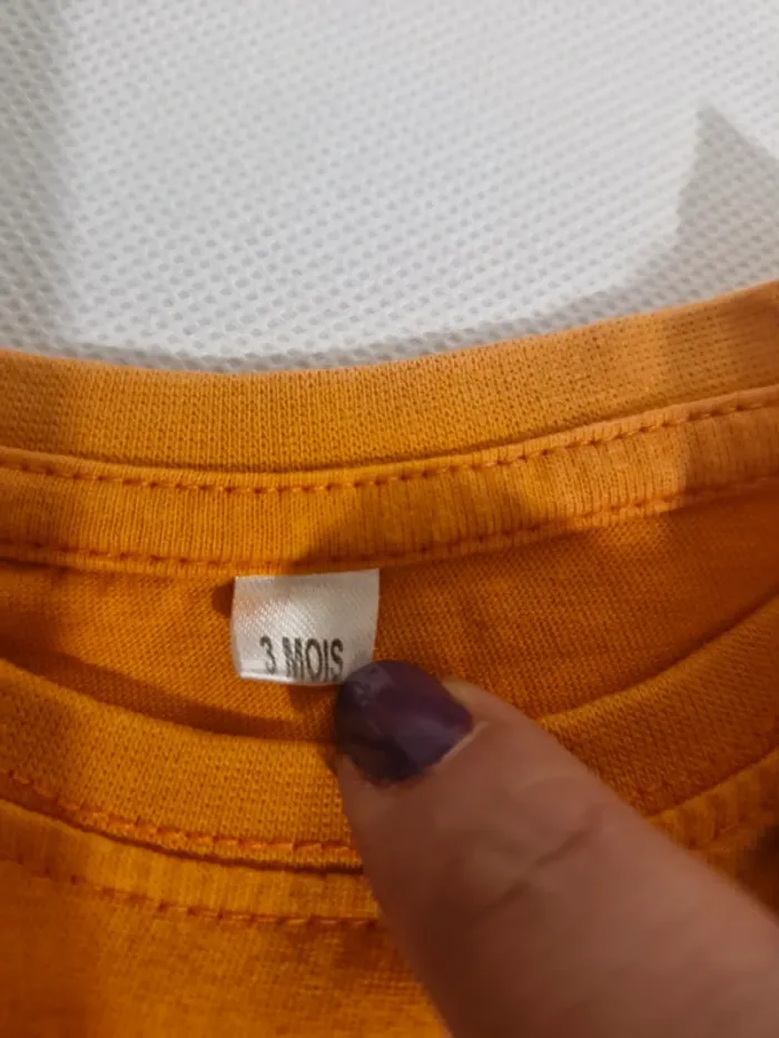 Ensemble bébé “Trio de la jungle” (t-shirt + short) orange kaki 3 mois Sans marque - photo numéro 7