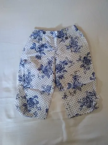 Pantacourt Fille Fleuri bleu