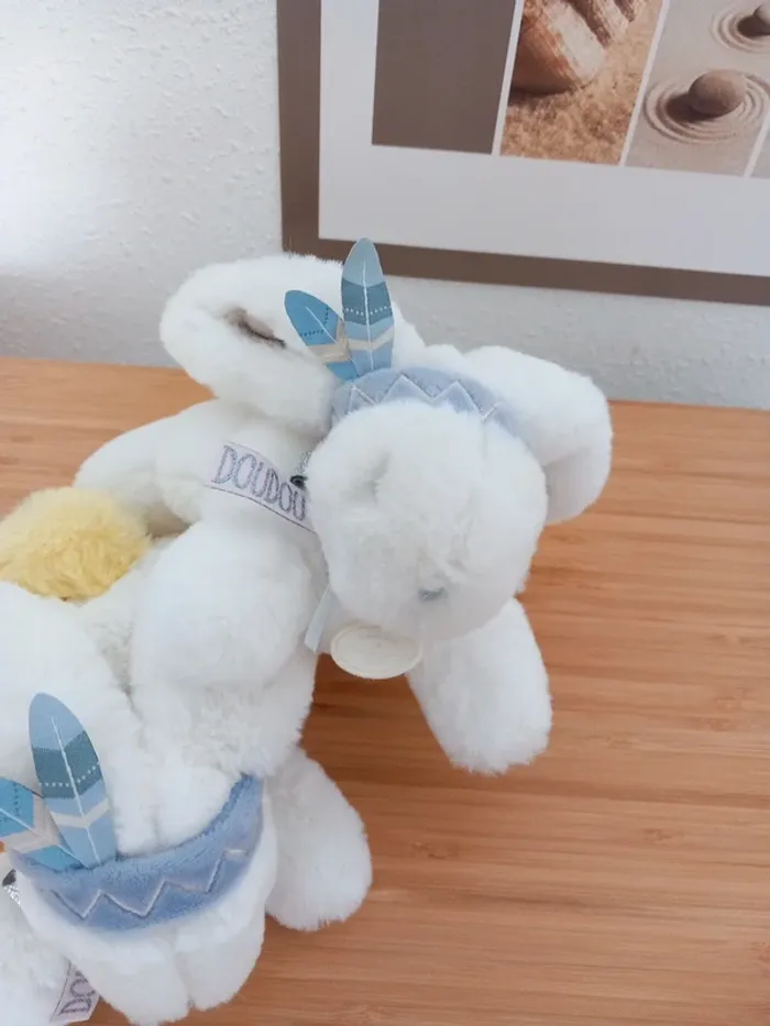2 Peluches doudous lapin Doudou et Compagnie Paris - photo numéro 3
