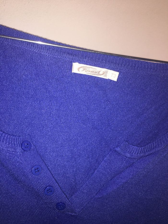 162 - Haut bleu roi à manches longues et épaules semi-bouffantes - photo numéro 3