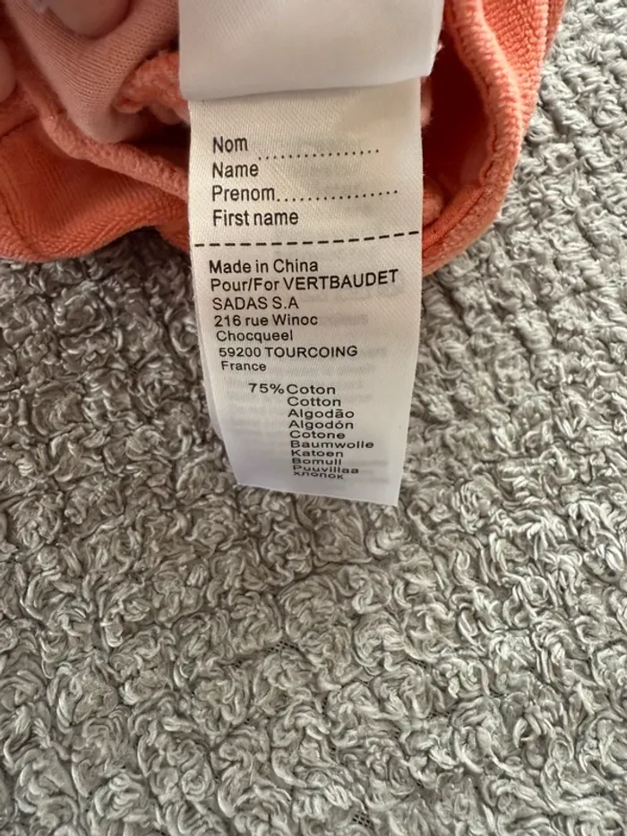 Pyjamas une pièce orange saumon (1mois) - photo numéro 4