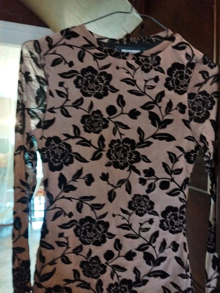 T-shirt top beige fleurs rose vintage y2k S/M floral - photo numéro 7