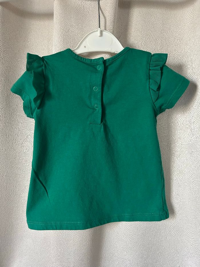 T-shirt vert pique nique volants aux manches 18 mois Gemo - photo numéro 4