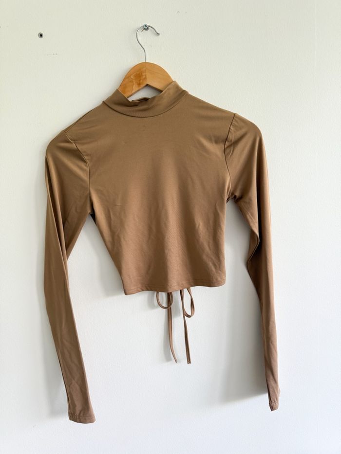 Top court manches longues marron outfitbook taille 34 XS