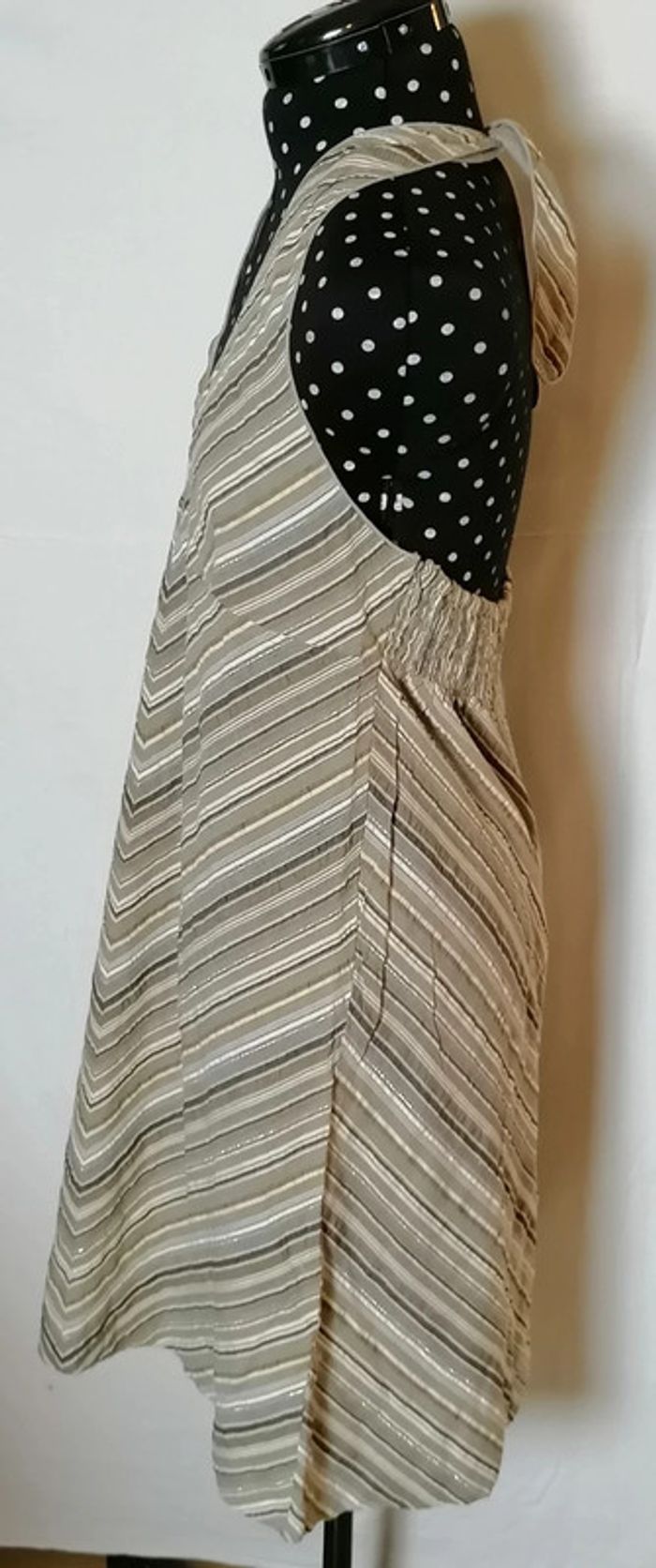 Robe d'été à rayures beige marron gris argenté taille L Agathe Velmont - photo numéro 6