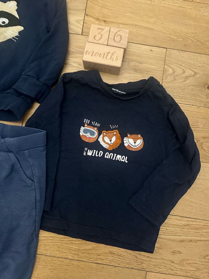 Lot sweat mini cool + tee shirt manches longues vertbaudet + pantalon - photo numéro 3