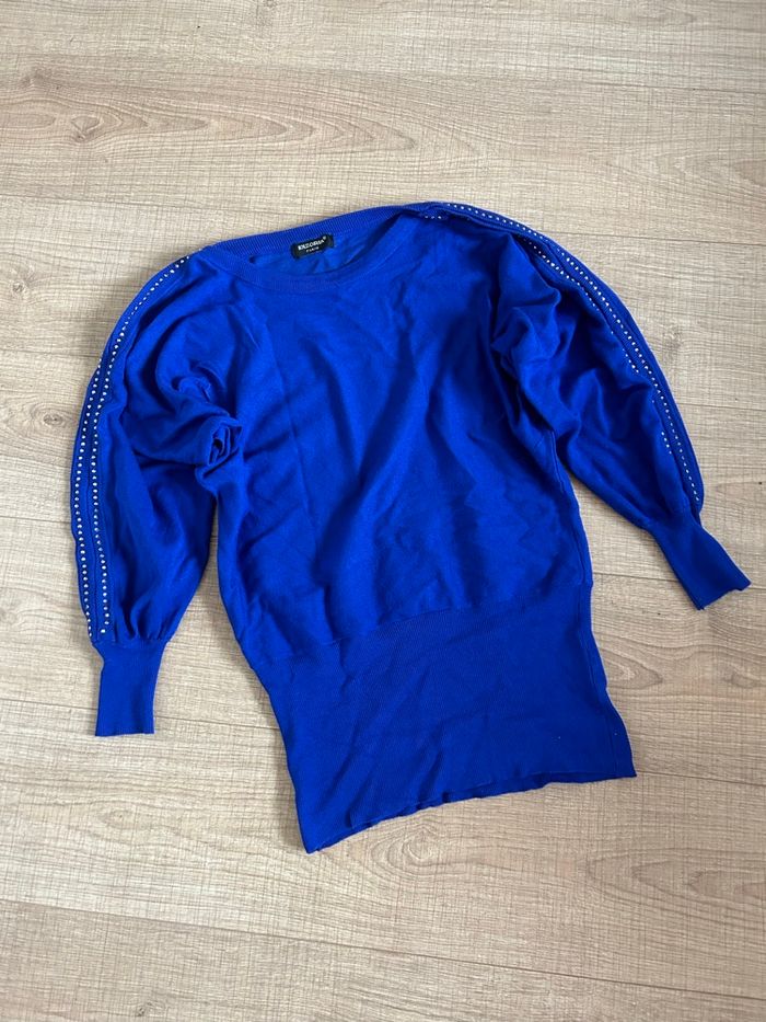 Pull bleu avec strass Enzoria taille unique jamais porté - photo numéro 7