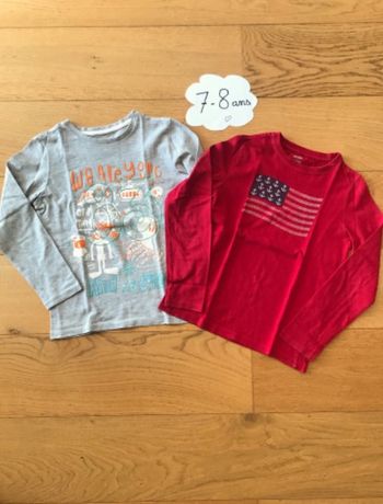 Lot de 2 tee shirts 7-8 ans (kiabi & tex)