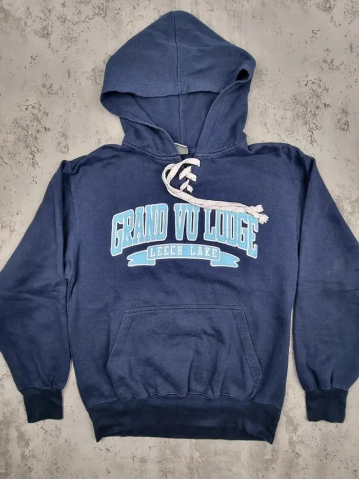 Pull capuche universitaire bleu, S Hommes - photo numéro 3