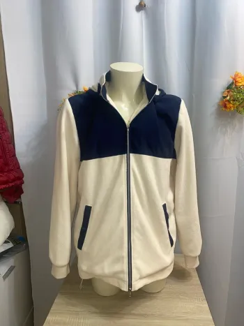 Veste polaire bi-matiere à capuche bleue et beige Wemoto taille XL - n9p