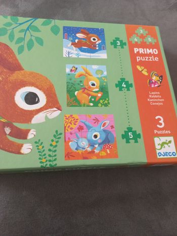 Primo puzzle lapins djeco 3, 4 et 5 pièces 2 ans