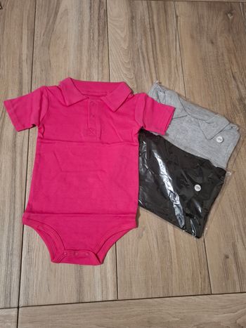 Lot de 3 grenouillères manches courtes coton bébé garçon noir rose gris 18 mois