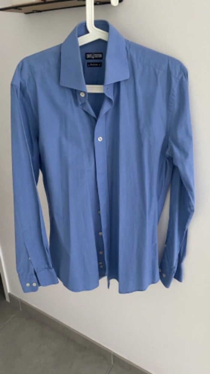 Chemise bleue homme café coton 40