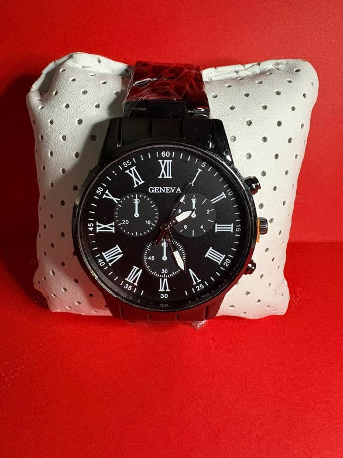 montre Geneva noir à quartz pour hommes - photo numéro 3
