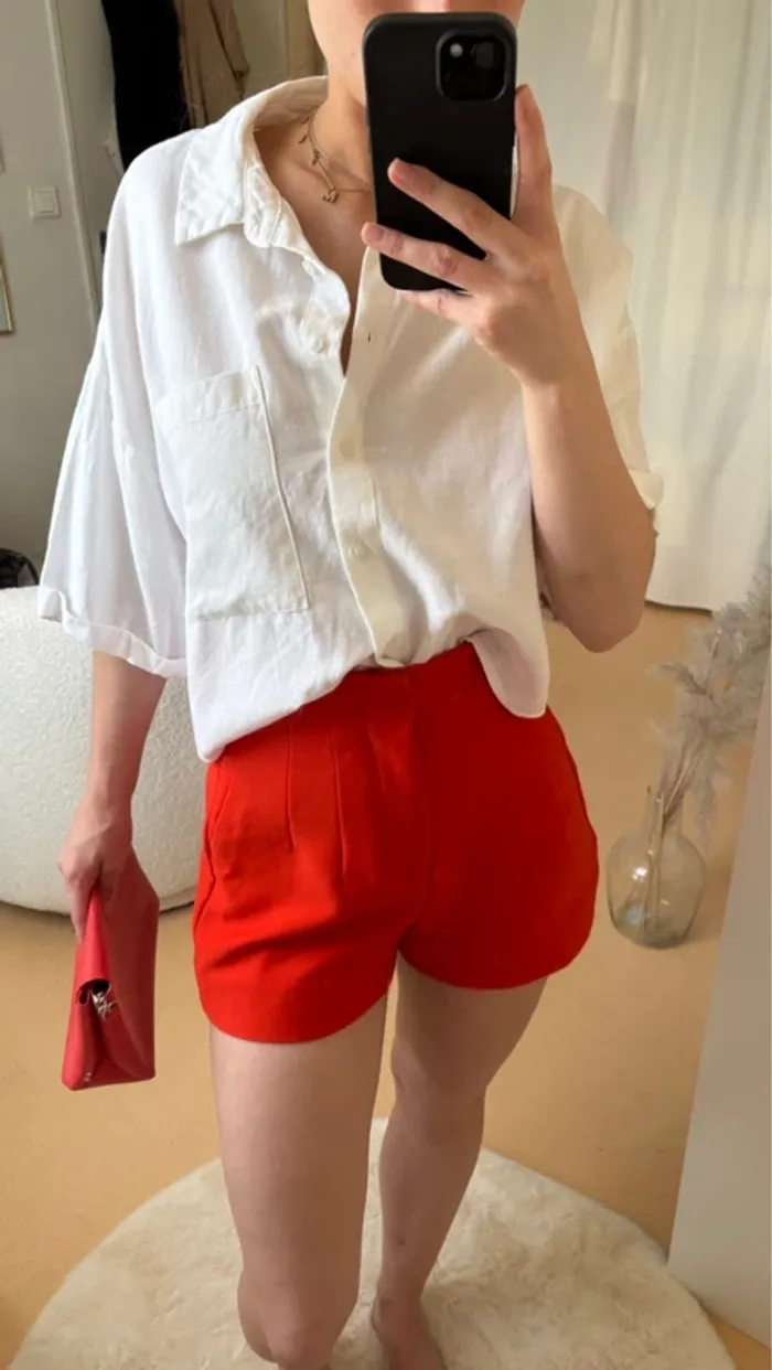 Short rouge cintré Zara - photo numéro 2