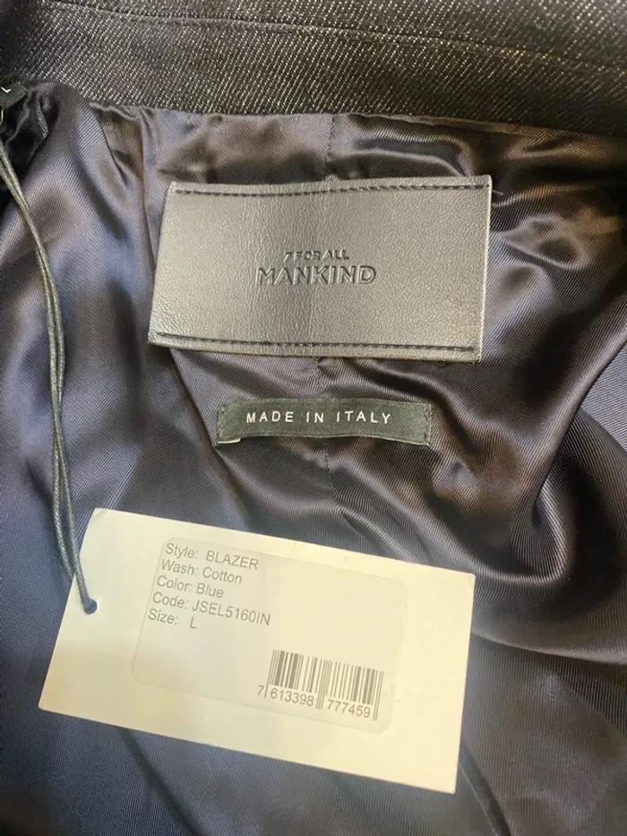 Veste blazer coton bleu indigo 7 For All Mankind taille L neuve - n17p - photo numéro 6
