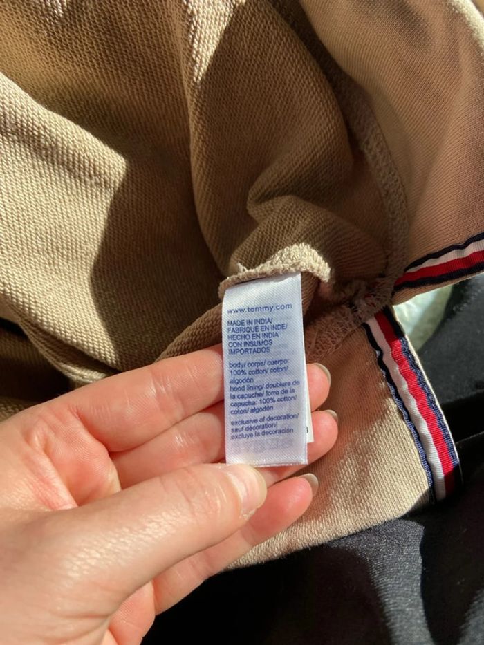 Sweat à capuche marron beige en coton Tommy Hilfiger Taille S - photo numéro 6