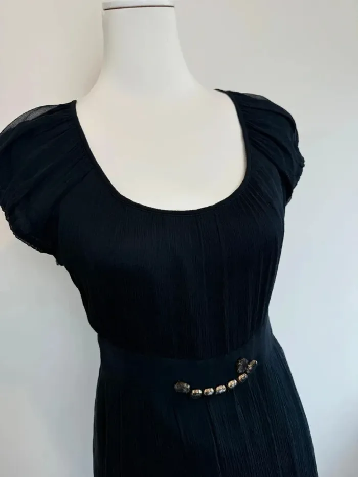 Robe en soie et gilet Marie Méro marine taille 40 très bon état - photo numéro 5