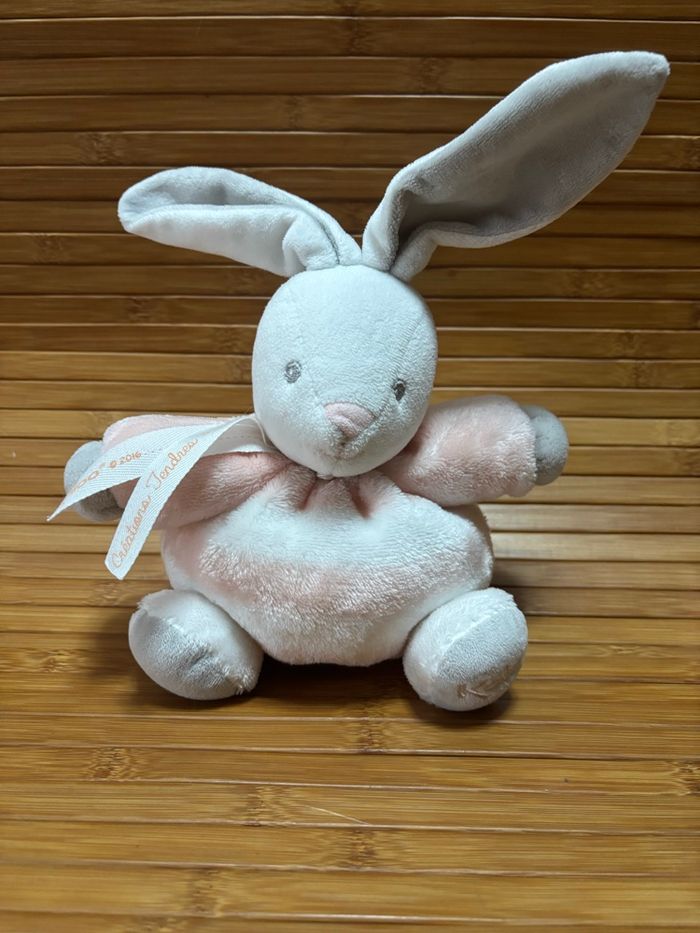 Doudou lapin boule rose blanc créations tendres et douces kaloo - photo numéro 2