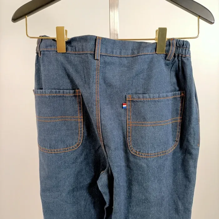 Pantalon jean taille élastique bleu style workwear poches plaquées TQS Femme M A1424 - photo numéro 5