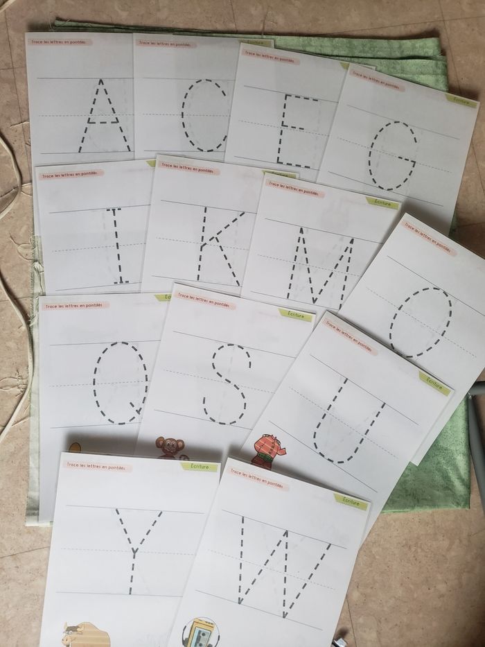 Fiches apprentissage alphabet grande lettre