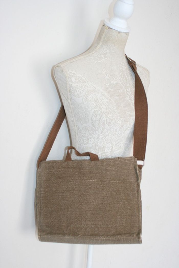 Sac bandoulière marron chiné 36x27cm - photo numéro 4