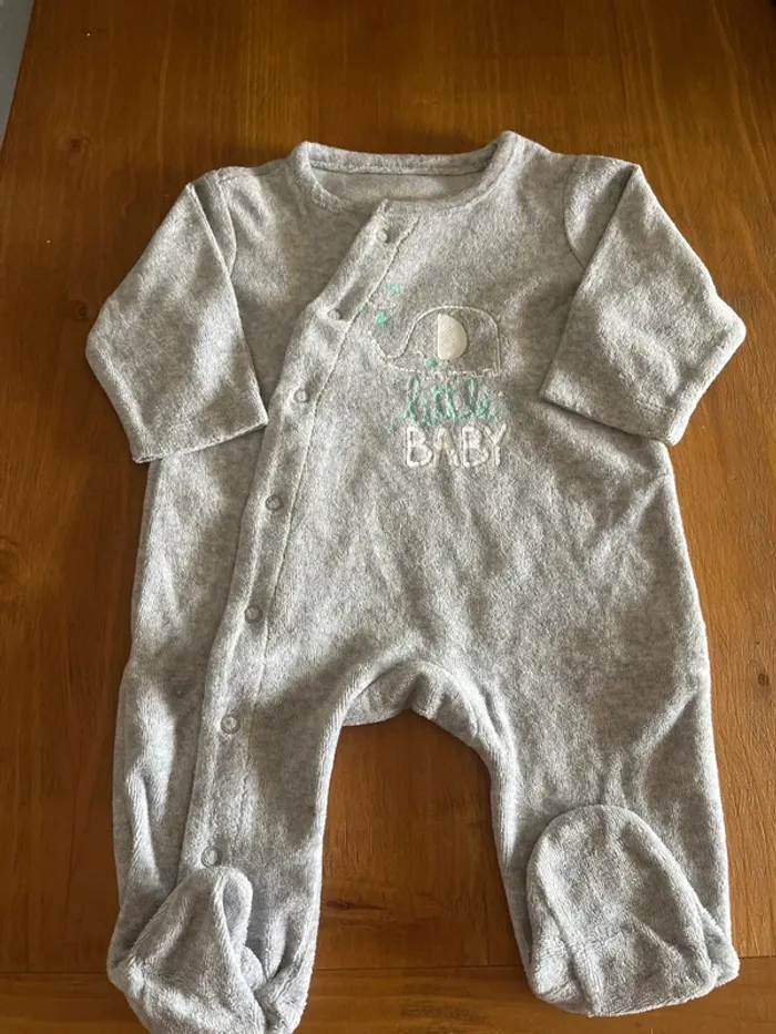 Pyjama grenouillère velours 1 mois