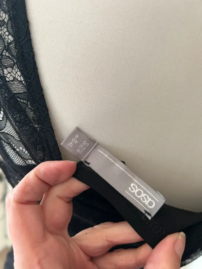 Asos robe longue fourreau noir dentelle, moulante, femme, taille 40 - photo numéro 11