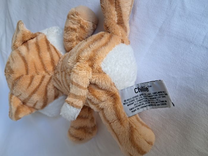 Peluche nounours chat roux orange tigré yeux verts Chilie Russ Berrie - photo numéro 9