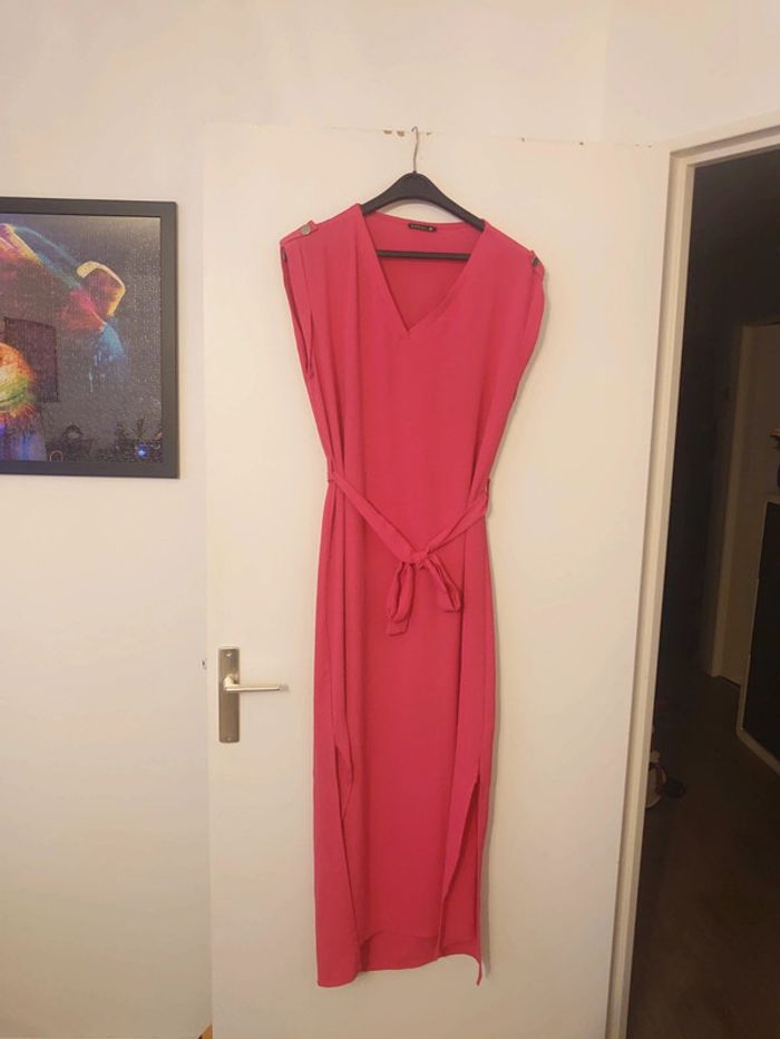 Robe longue fluide framboise