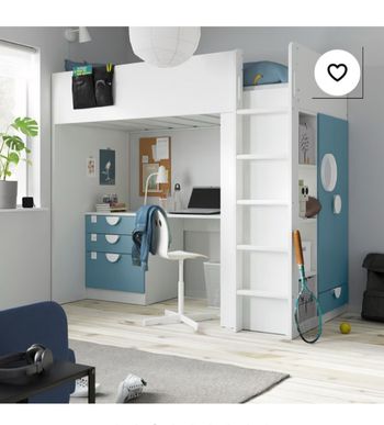 Lit mezzanine superposé avec armoire et bureau intégrés IKEA