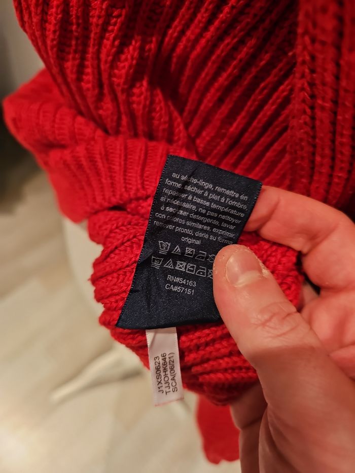 pull rouge Tommy Hilfiger maille torsadée femme M - photo numéro 7