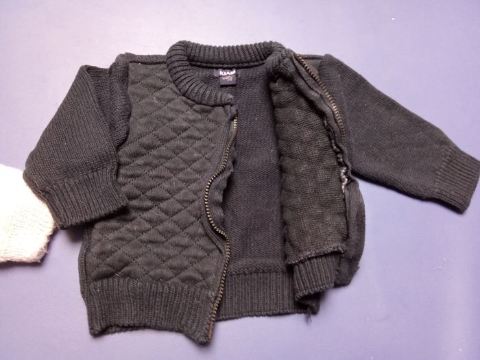 Lot de 2 gilets, hauts hiver bébé garçon en 1 mois, marine, gris, chaud, hiver, capuche - photo numéro 2