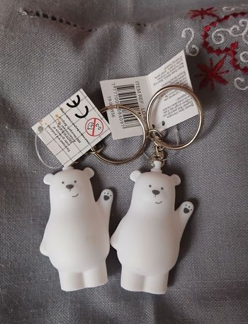 Neuf: 2 Porte-Clés Ourson polaire identiques