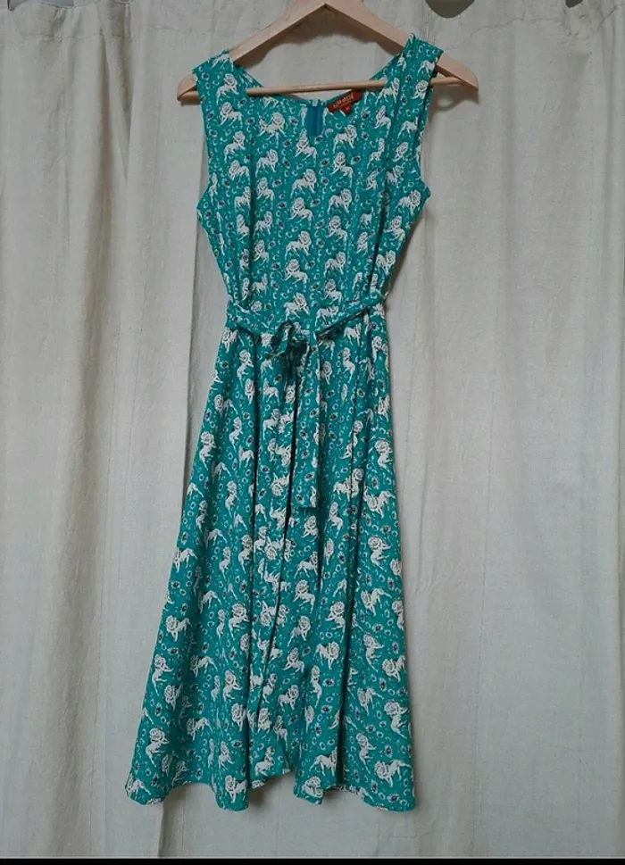 Robe fluide verte à motifs animal 38