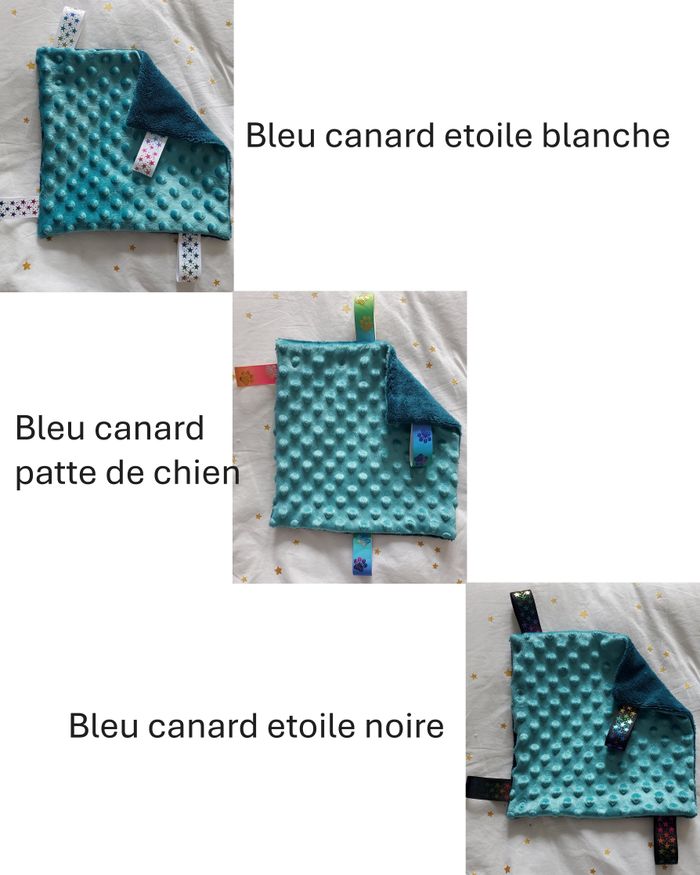 Doudou étiquette - Bleu canard / Patte de chien - photo numéro 2