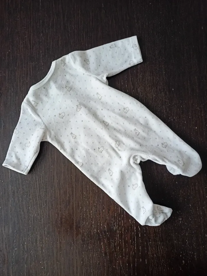 Pyjama en velours avec motifs blanc Verbaudet 1 mois-54cm - photo numéro 3
