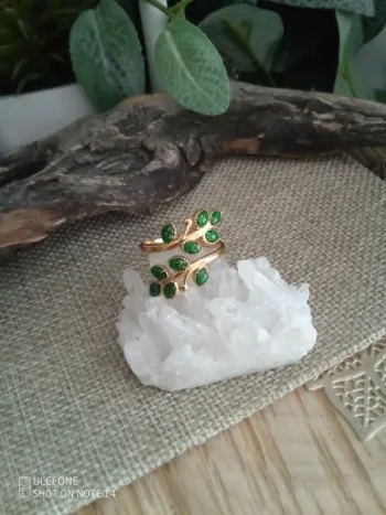 Bague bohème feuilles vertes