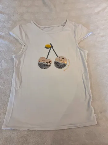 T shirt blanc cerise