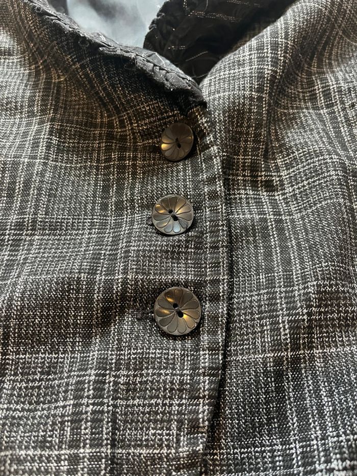 Ensemble habillé Julie Guerlande – Veste & pantalon gris foncé à motifs, taille 44 - photo numéro 3