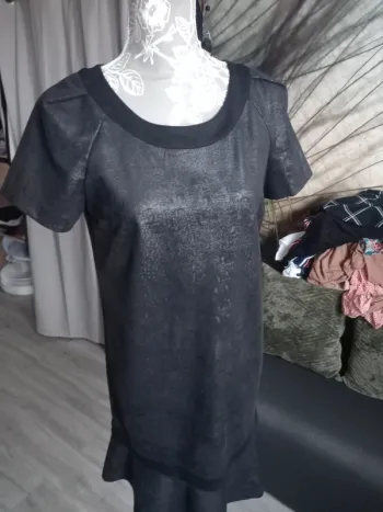 Robe noir daim, cuir