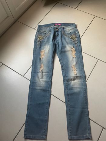 Jeans vintage perle brodé paranoia