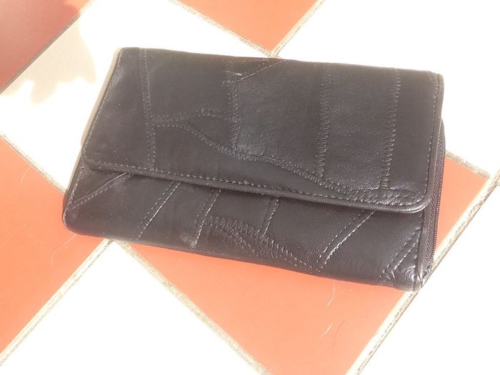 Portefeuille cuir mouton noir Gabriella Vicenza