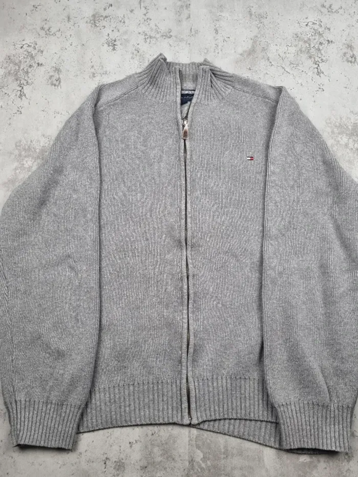 Veste zippée Tommy Hilfiger grise, L Hommes (mesures en photos) - photo numéro 3