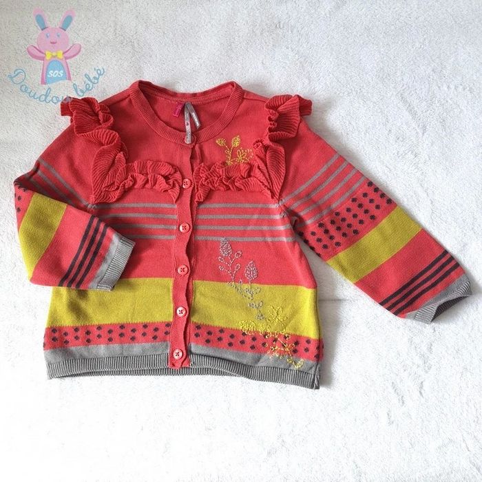 Gilet mailles rose et coloré bébé fille 24 Mois Orchestra