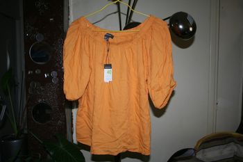 🌸Blouse lin froncé orange Taille 40 " Primark " Neuve 🌸